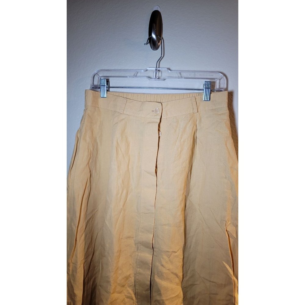 Talbots Yellow 100% Irish Linen Maxi Skirt Size 14 - Picture 2 of 5